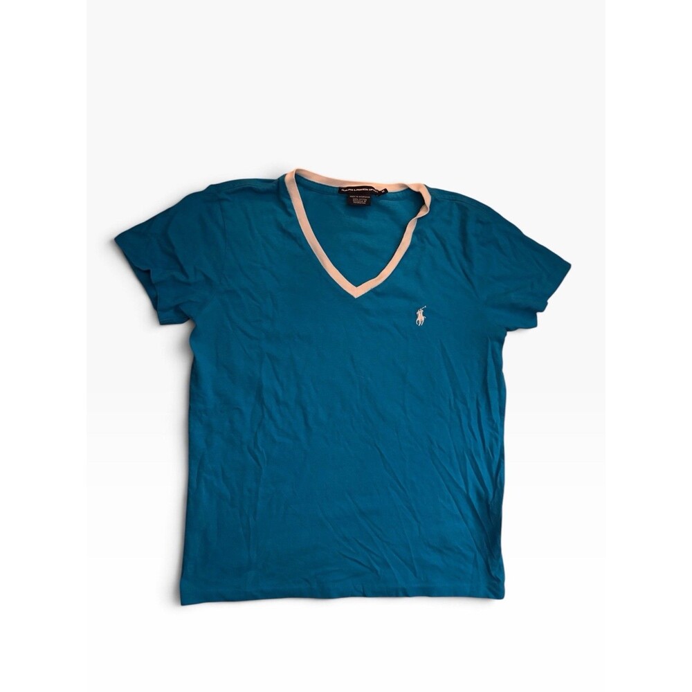 Polo Ralph Lauren Sport teal/white short-sleeve V-neck T-shirt Size Medium